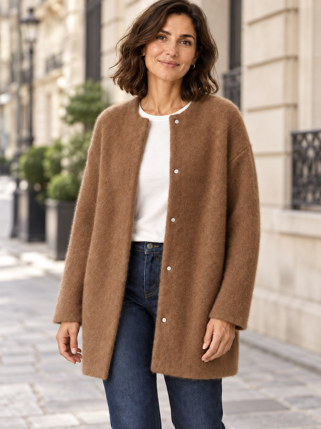Bérengère — Caramel — détail de la coupe et de la maille