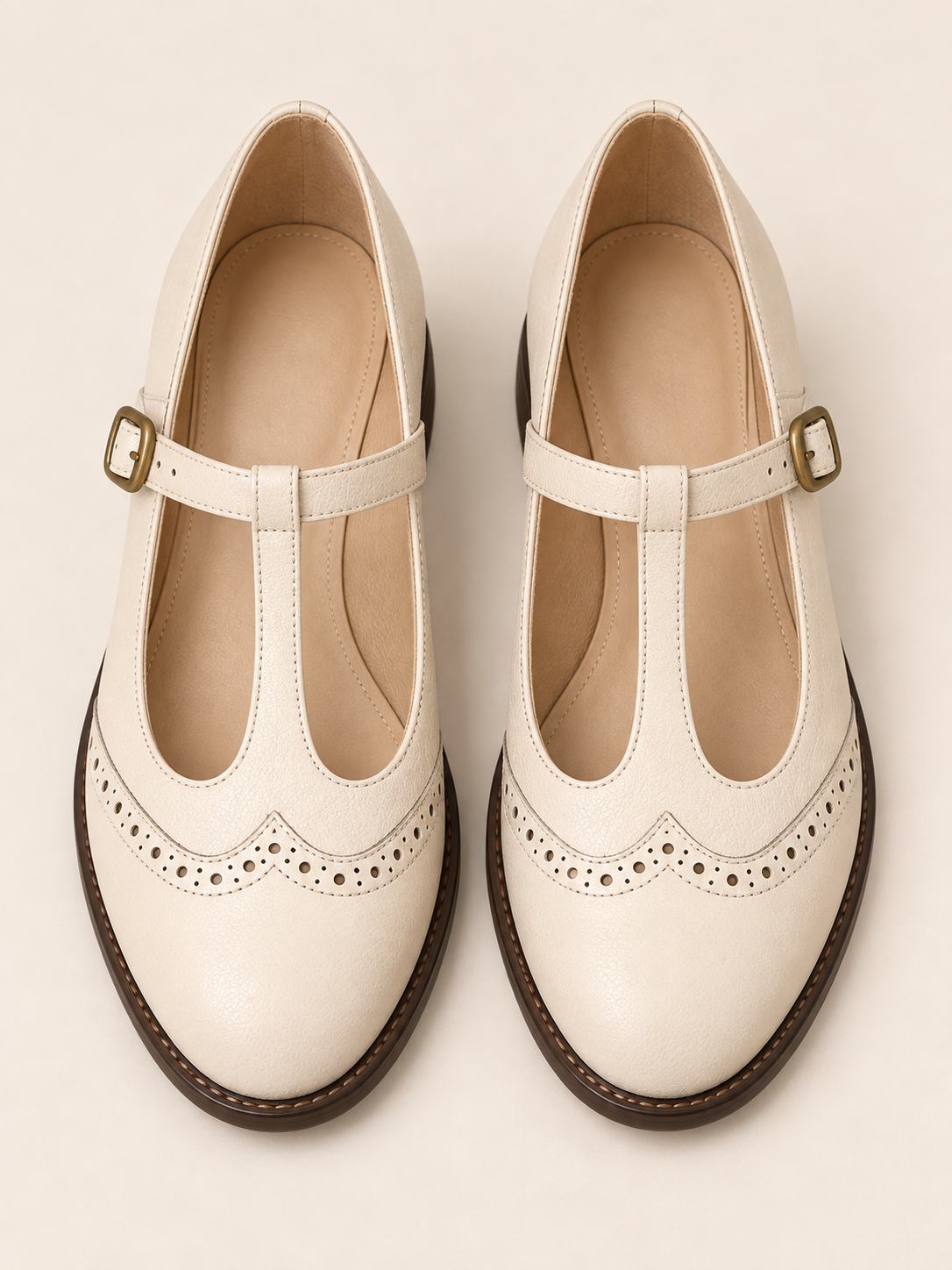 Blandine — Beige — vue du dessus sur fond écru
