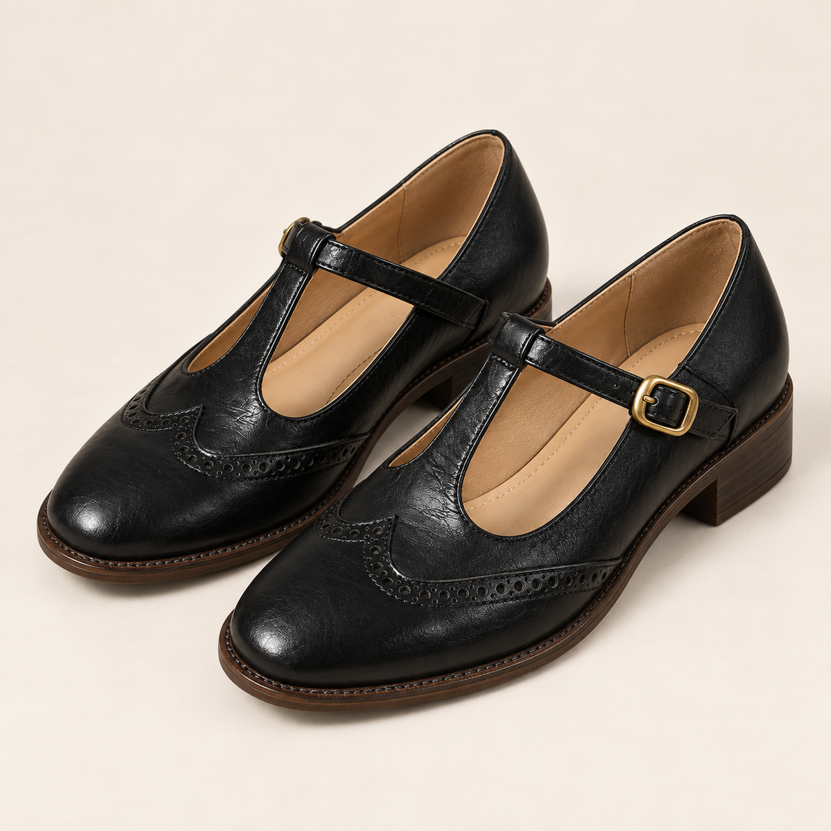 Blandine — Noir — paire de trois quarts sur fond écru
