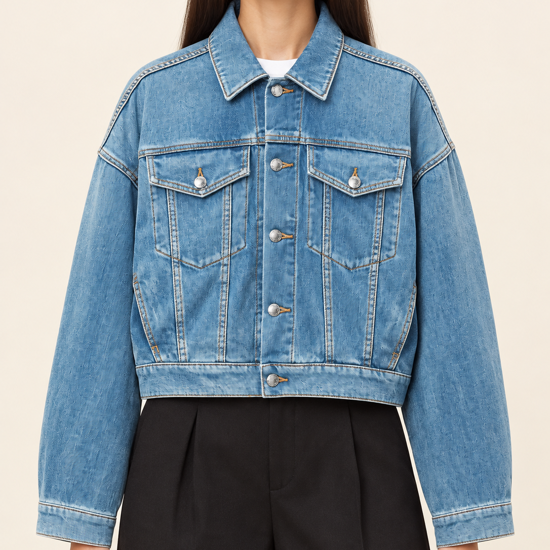 Veste courte en jean délavé — Roseline