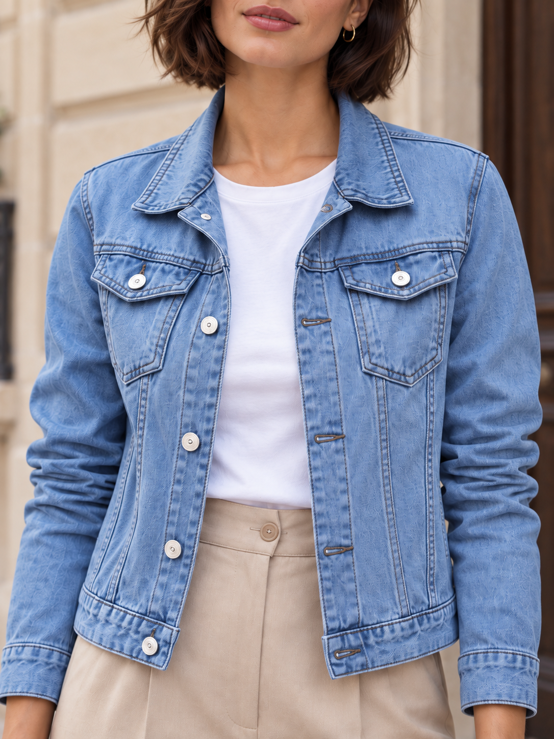 Veste en jean à poches boutonnées — Maëlle