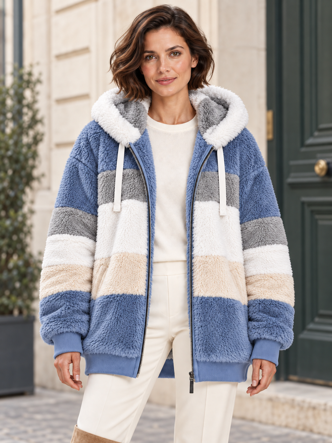 Veste à capuche aspect polaire — Célestine