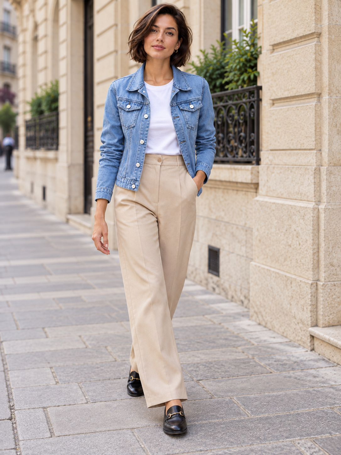 Veste en jean à poches boutonnées — Maëlle