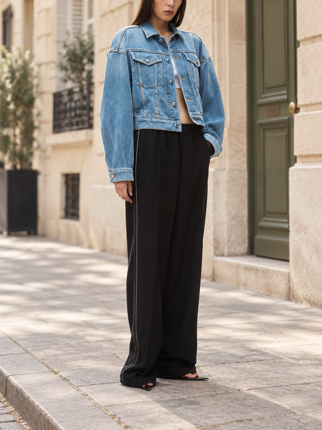 Veste courte en jean délavé — Roseline