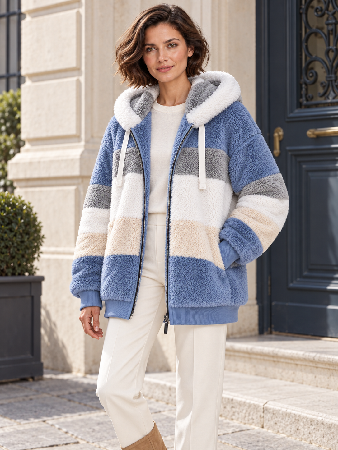 Veste à capuche aspect polaire — Célestine