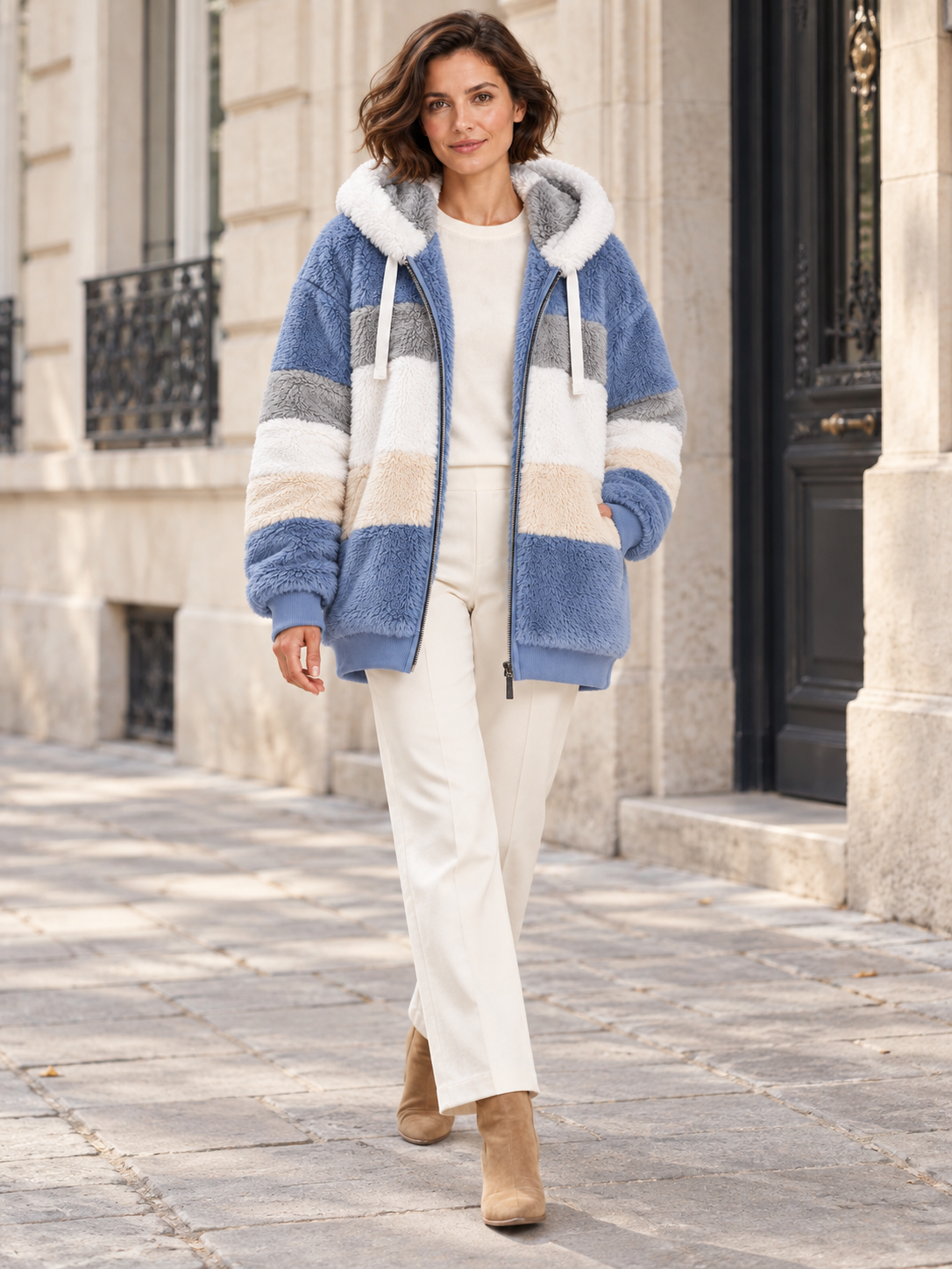Veste à capuche aspect polaire — Célestine