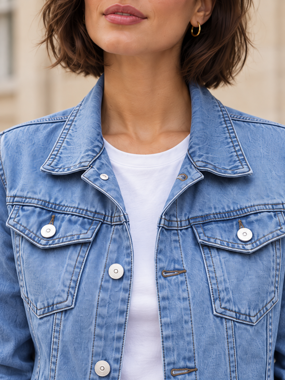 Veste en jean à poches boutonnées — Maëlle