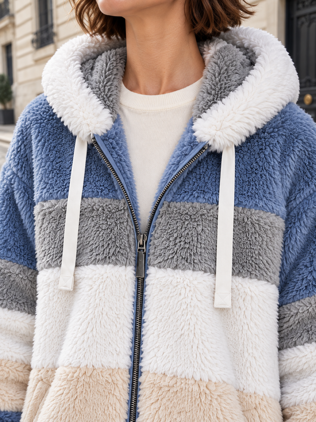 Veste à capuche aspect polaire — Célestine