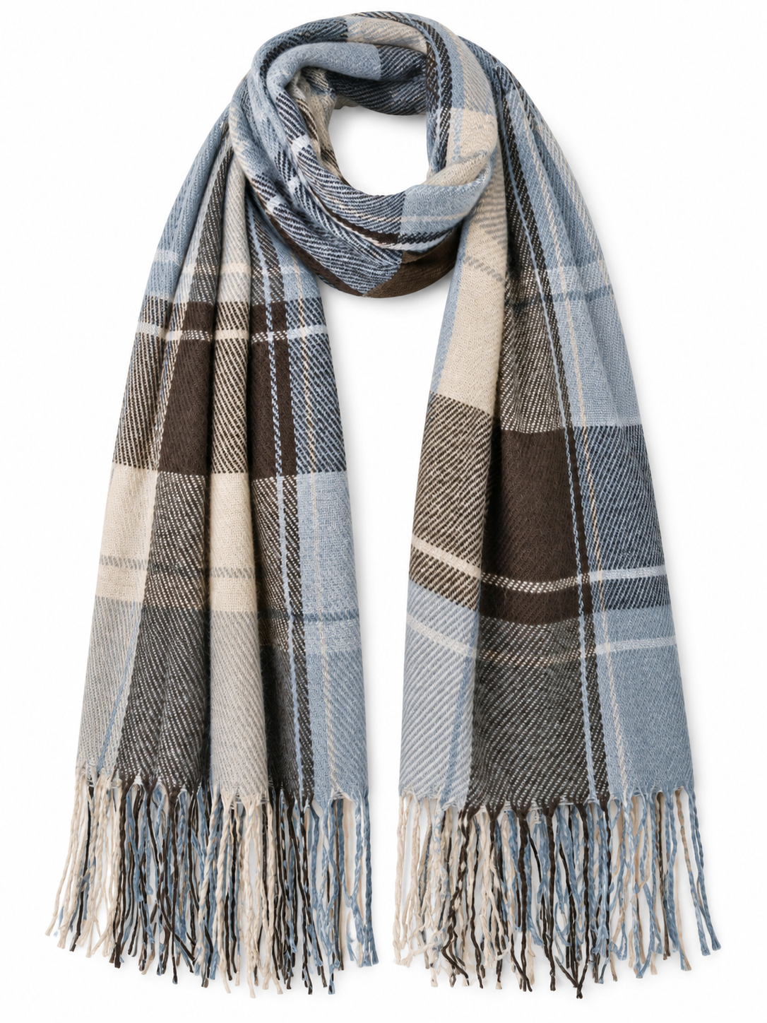 Sciarpa tartan a quadri con frange sottili — Héloïse