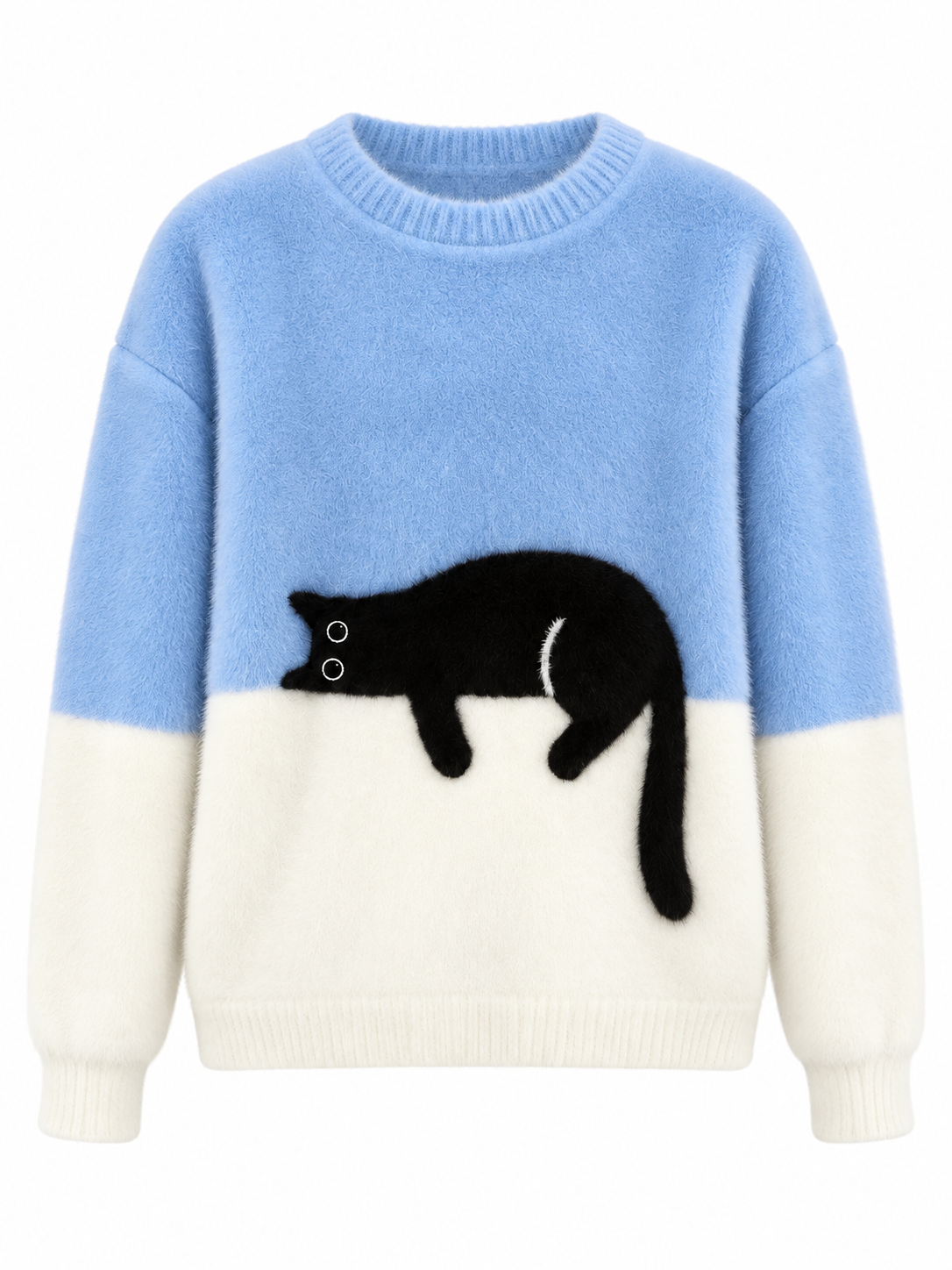 Maglione bicolore in lana con motivo gatto — Léonie