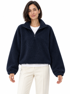 Amélie — Fleece-look zip-neck sweatshirt