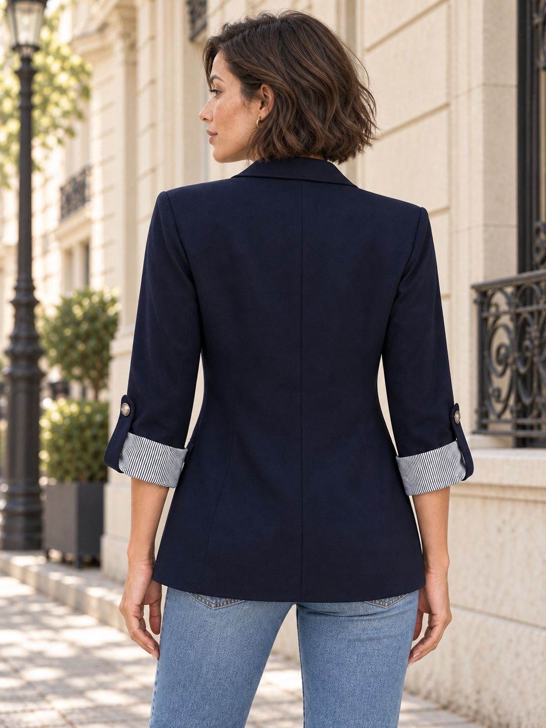 Blazer in lana con revers a righe — Diane