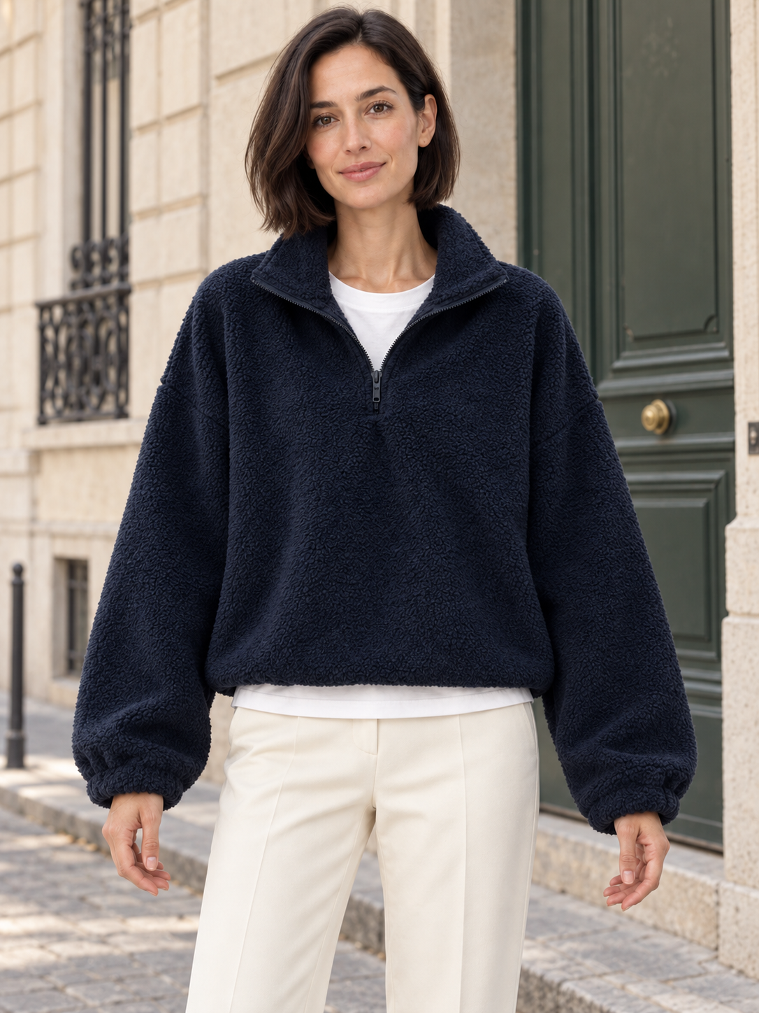 Sweat aspect polaire à col zippé — Amélie