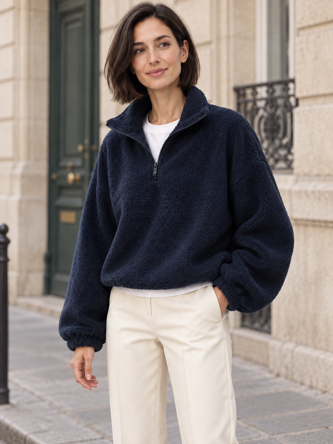 Sweat aspect polaire à col zippé — Amélie