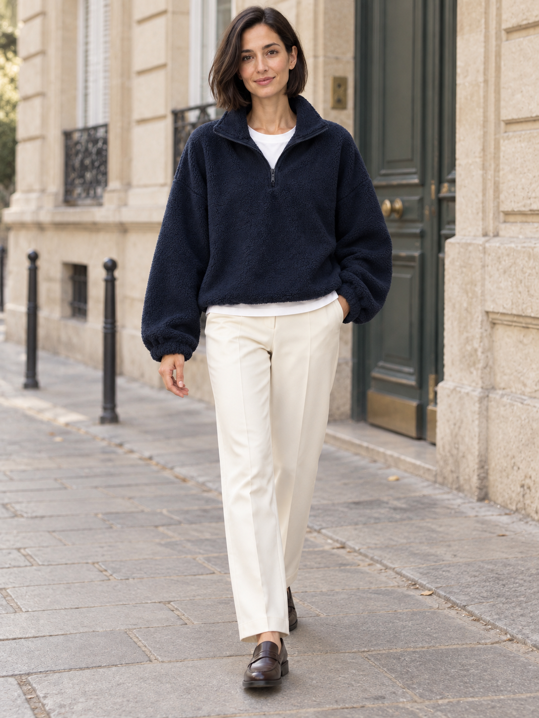 Sweat aspect polaire à col zippé — Amélie