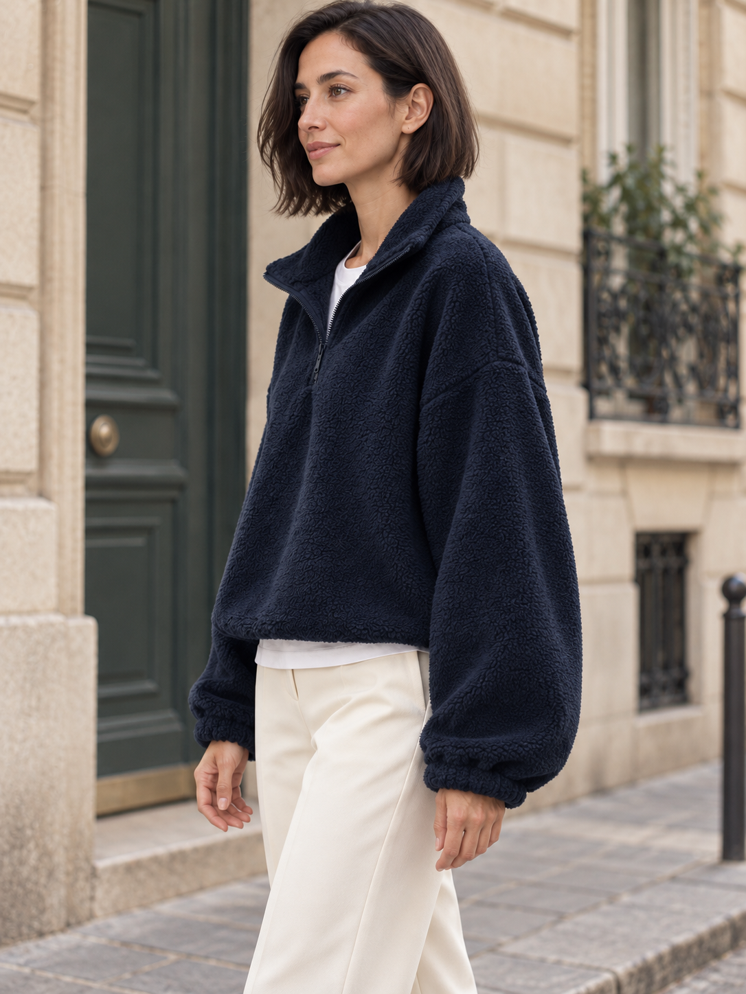 Sweat aspect polaire à col zippé — Amélie