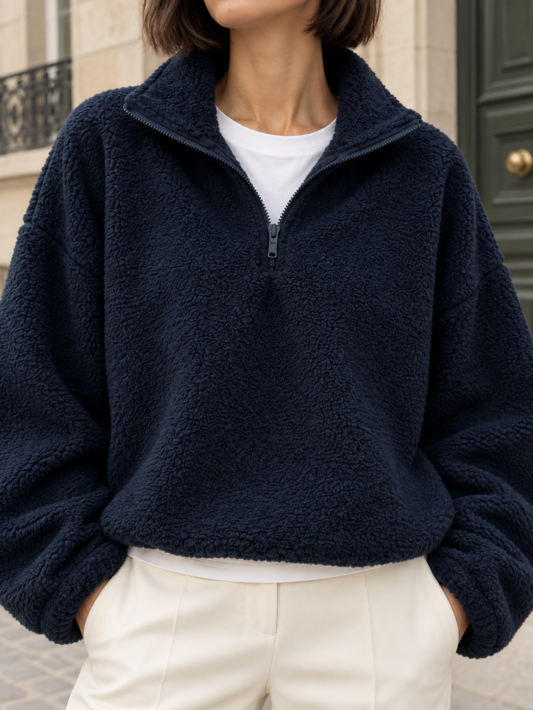 Sweat aspect polaire à col zippé — Amélie