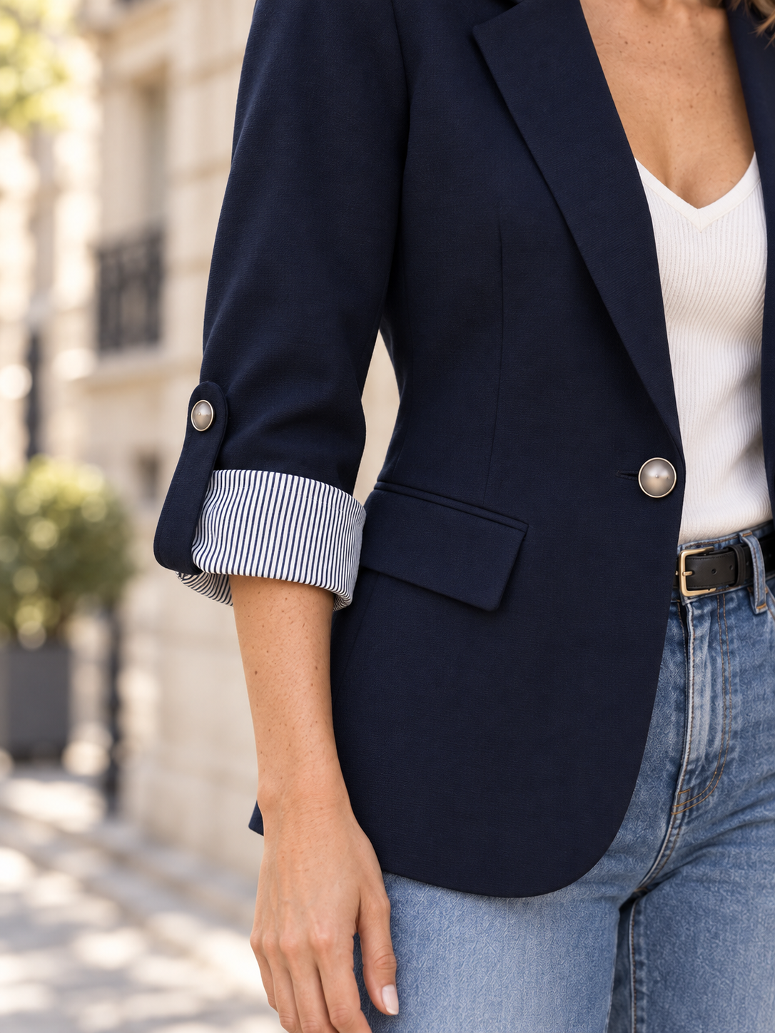 Blazer in lana con revers a righe — Diane