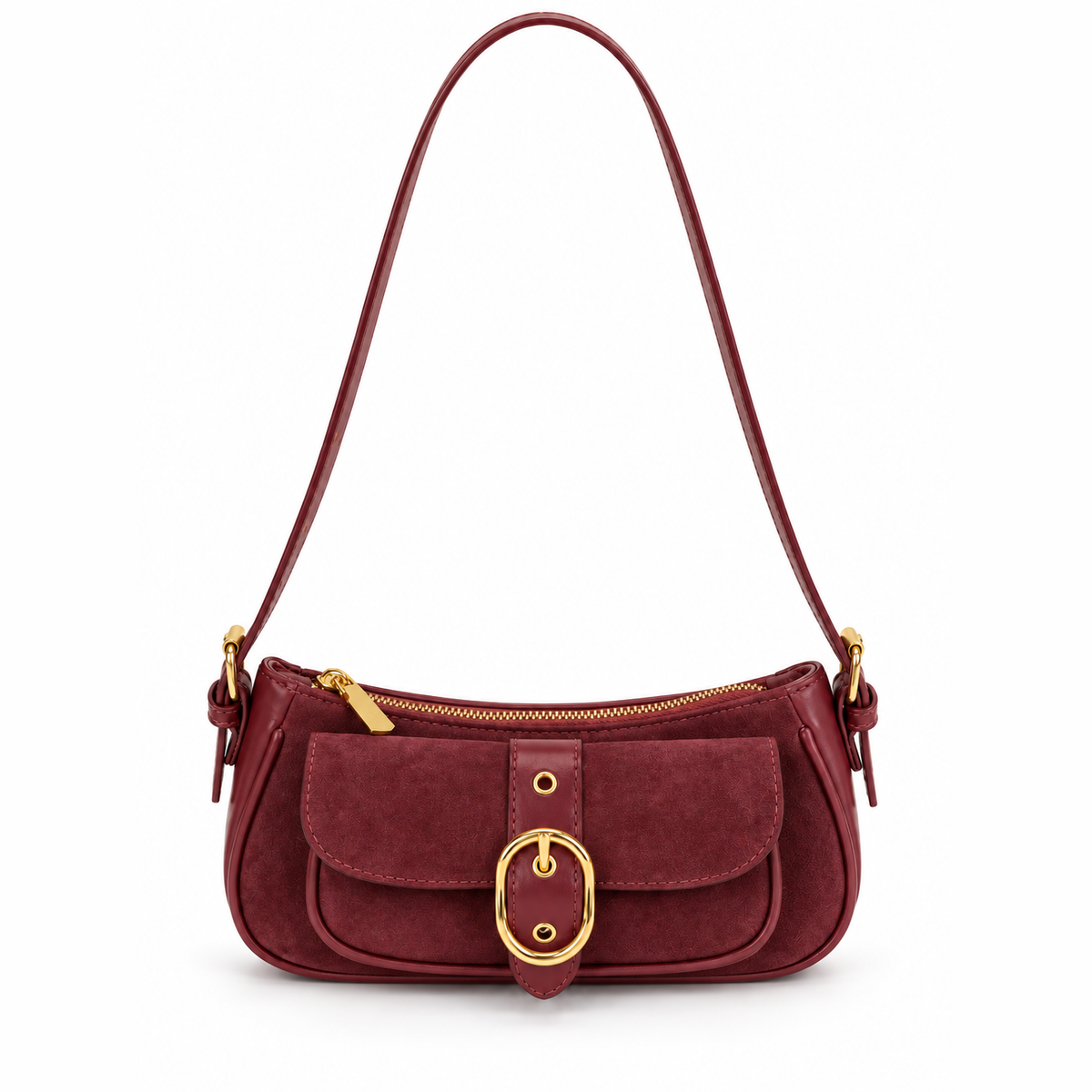 Sac baguette en suédine à boucle dorée — Léonie