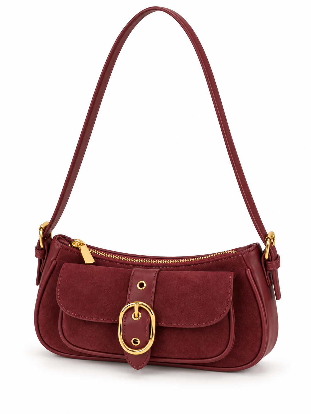 Sac baguette en suédine à boucle dorée — Léonie