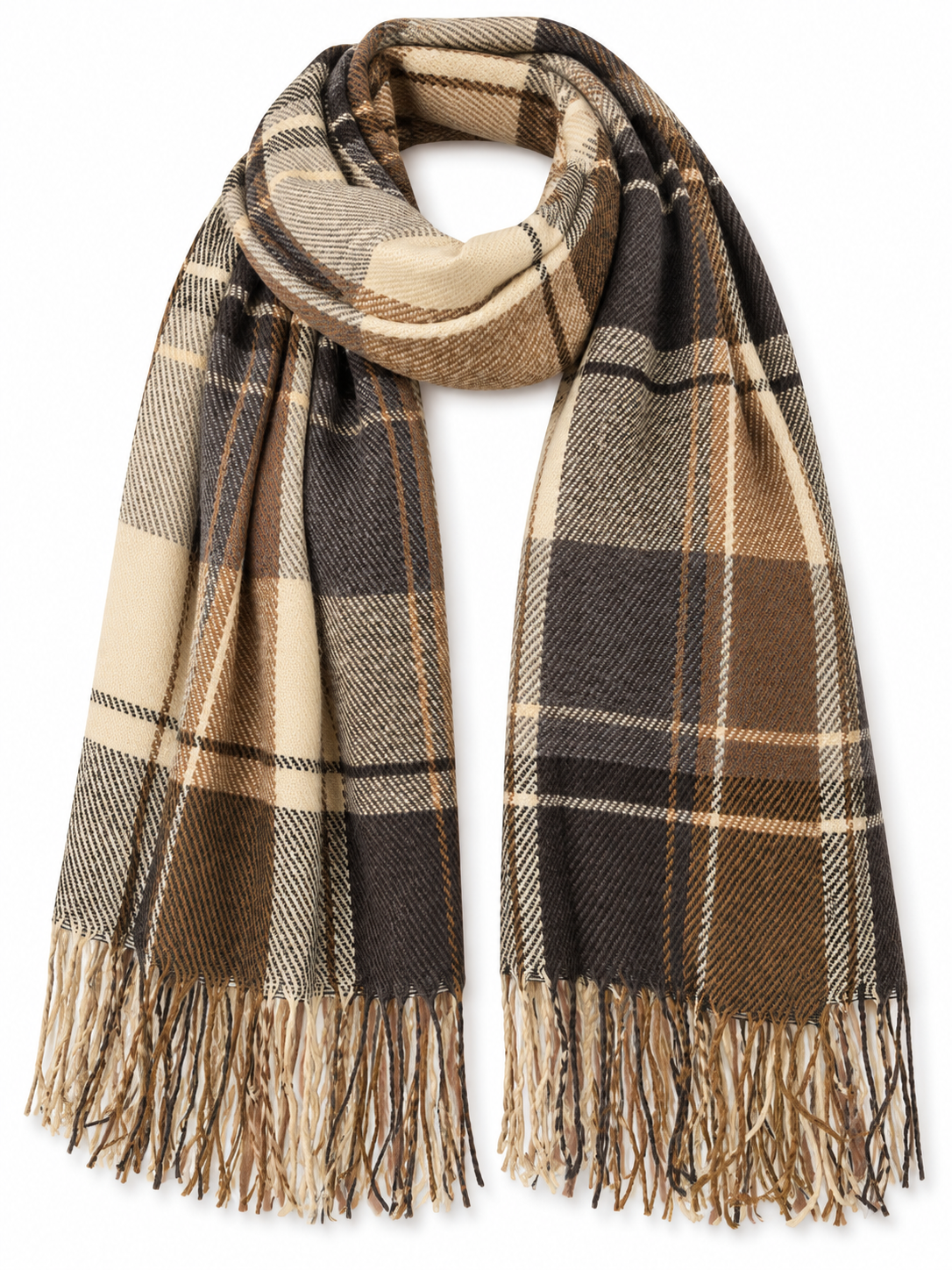 Sciarpa tartan a quadri con frange sottili — Héloïse