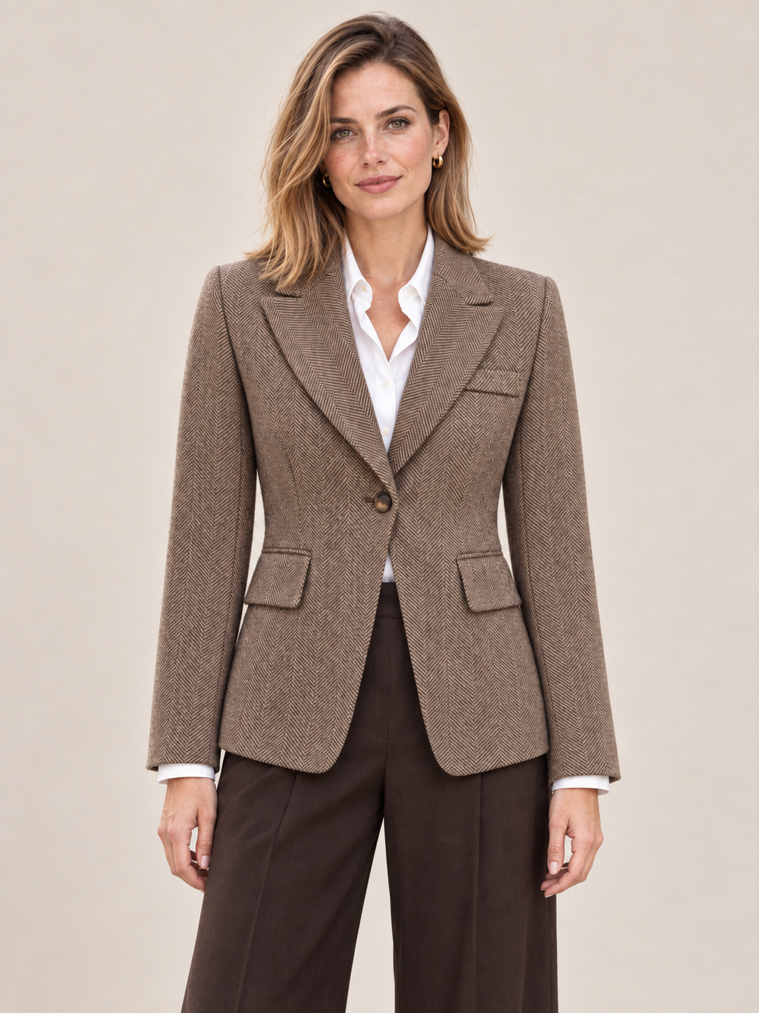 Blazer cintré en laine à chevrons — Isabeau