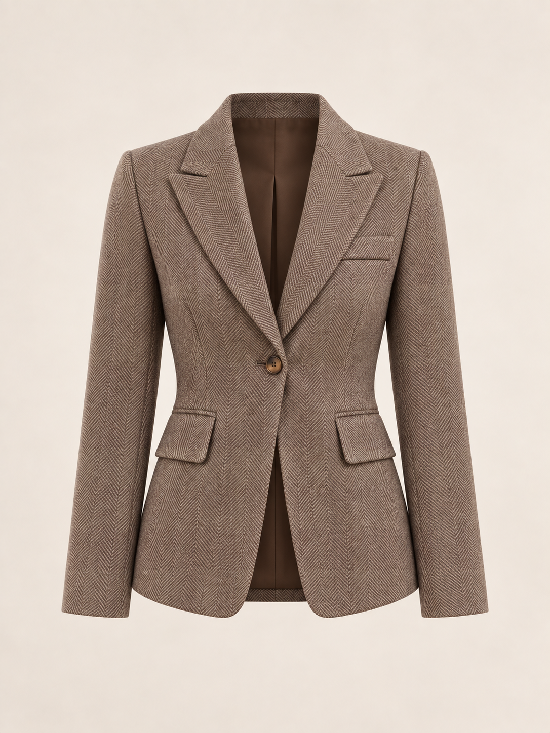Isabeau — Herringbone wool fitted blazer