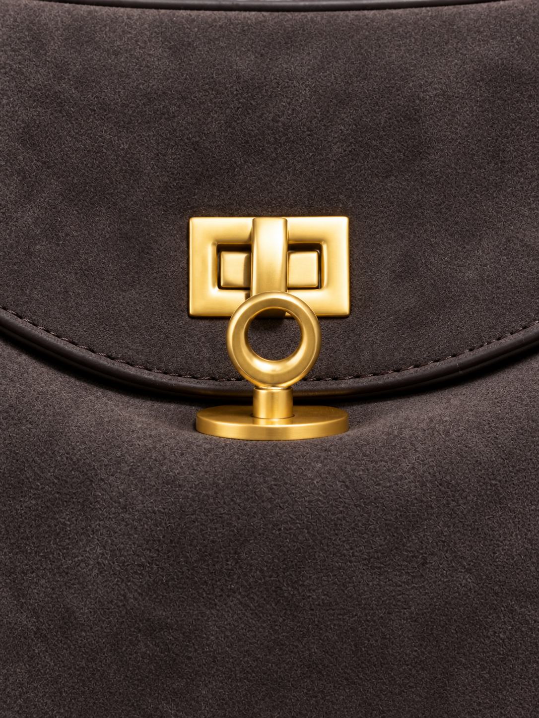 Faustine — Suede bag with gold-tone clasp