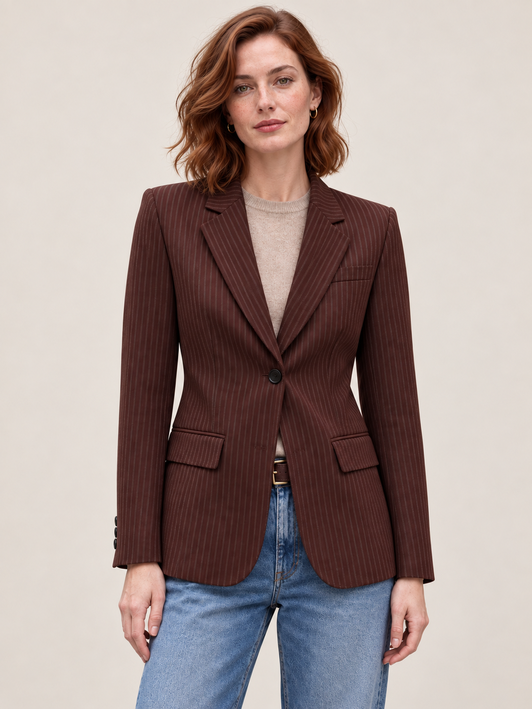 Blazer cintré en laine à rayures — Hortense