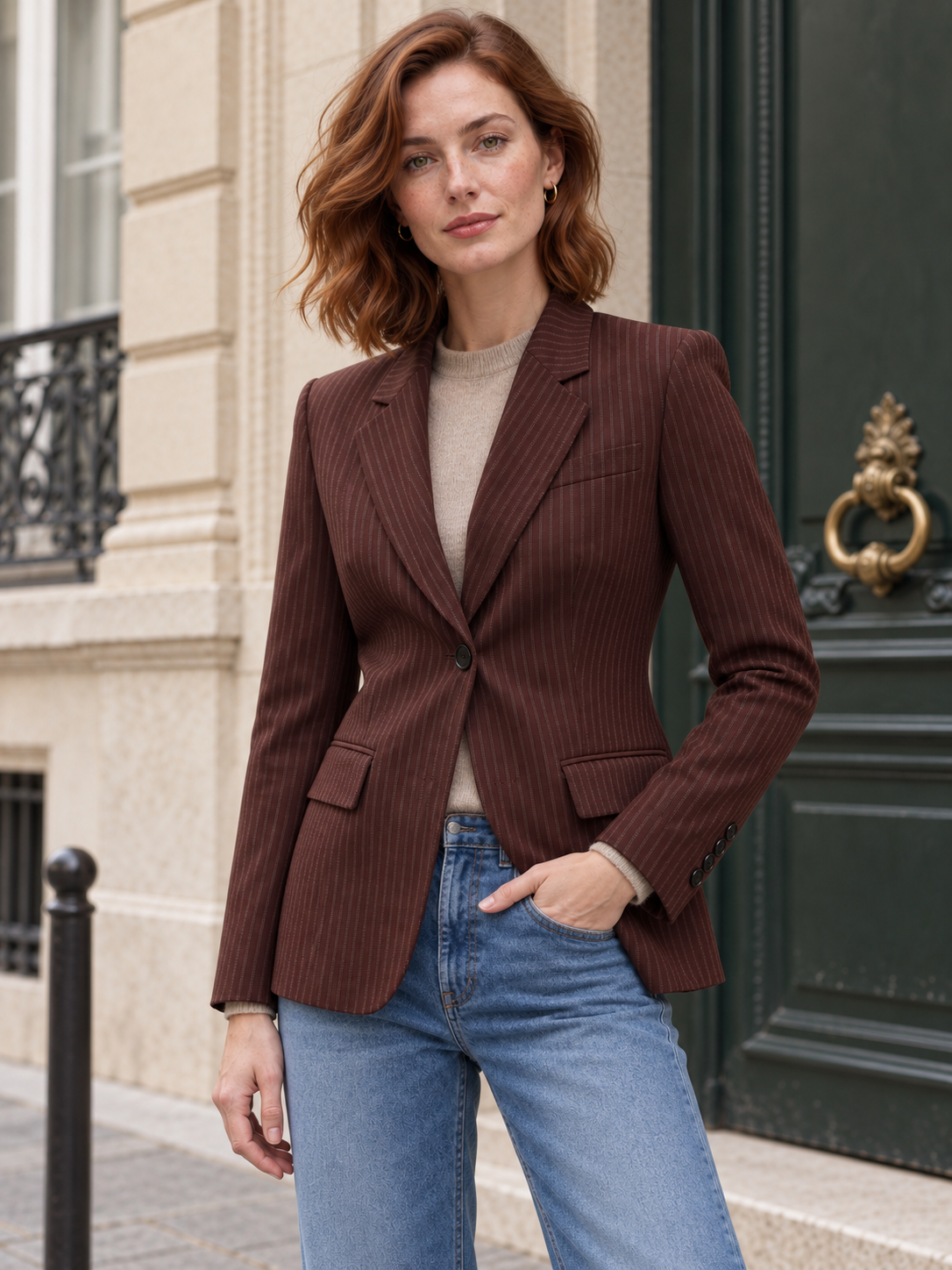 Hortense — Striped wool fitted blazer