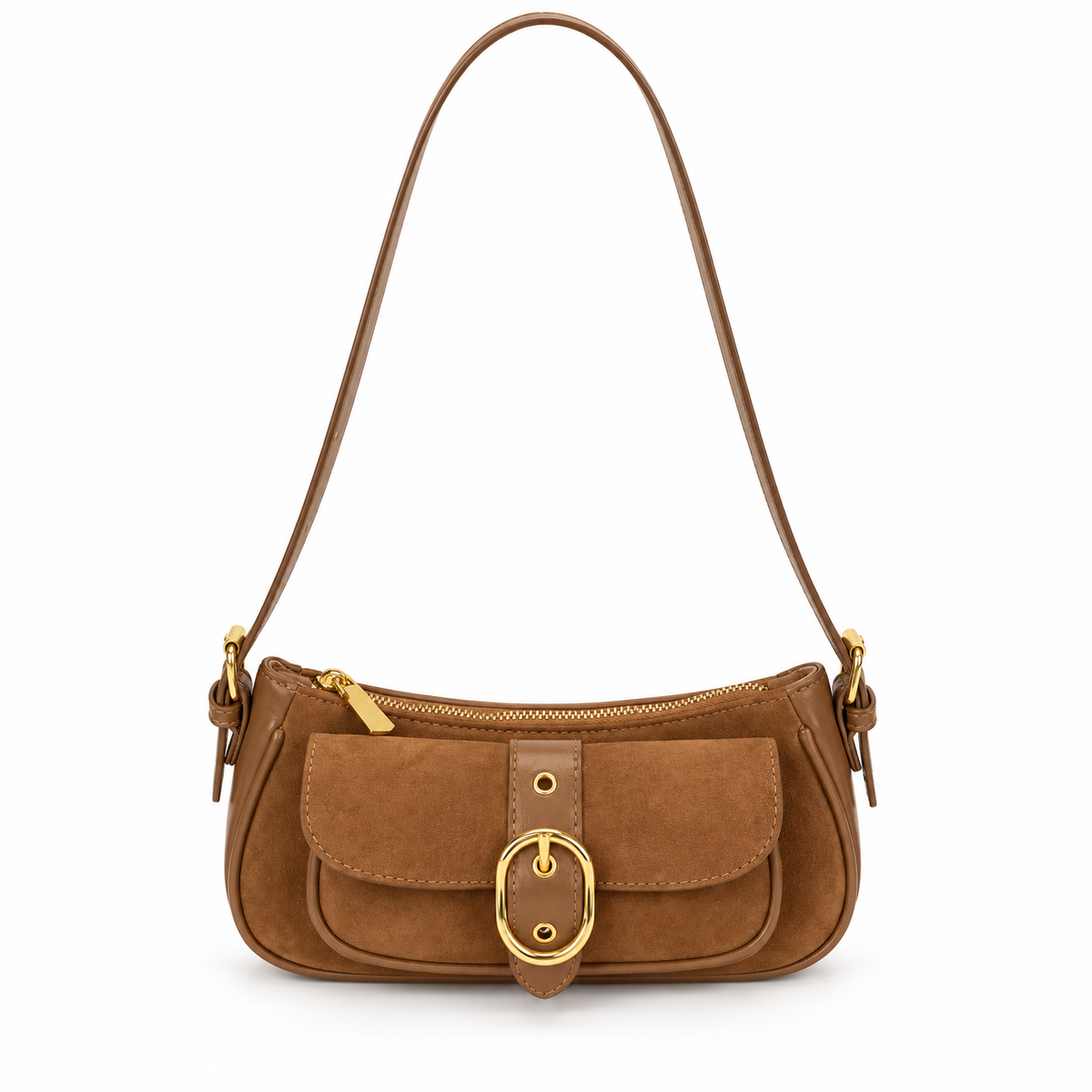 Sac baguette en suédine à boucle dorée — Léonie