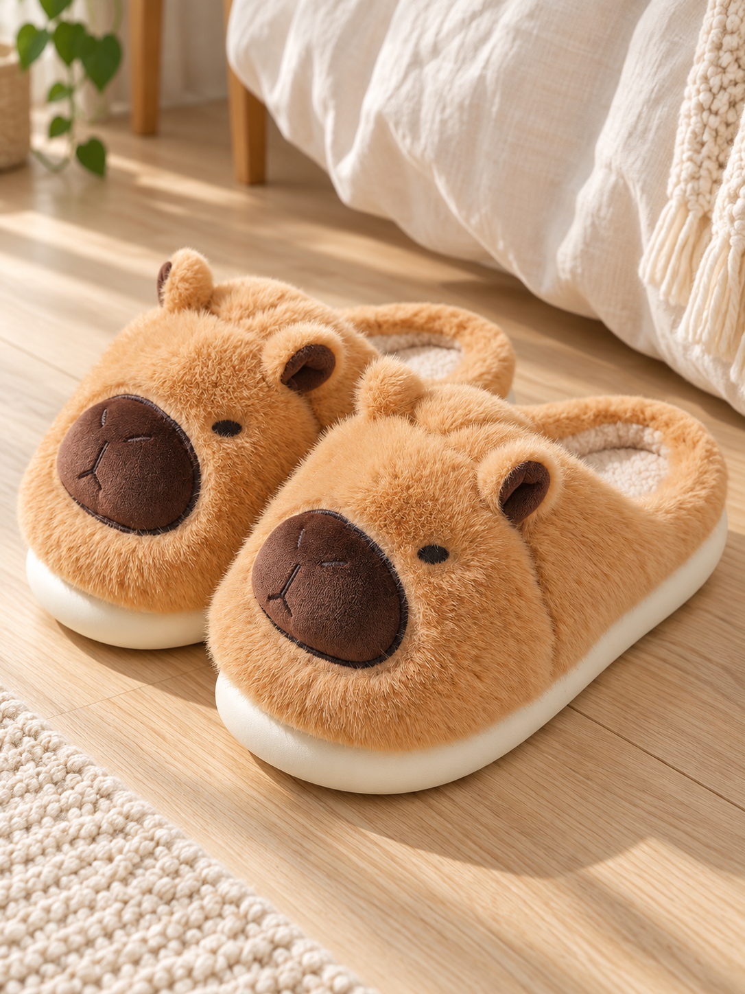 Chaussons en peluche à motif capybara — Colette