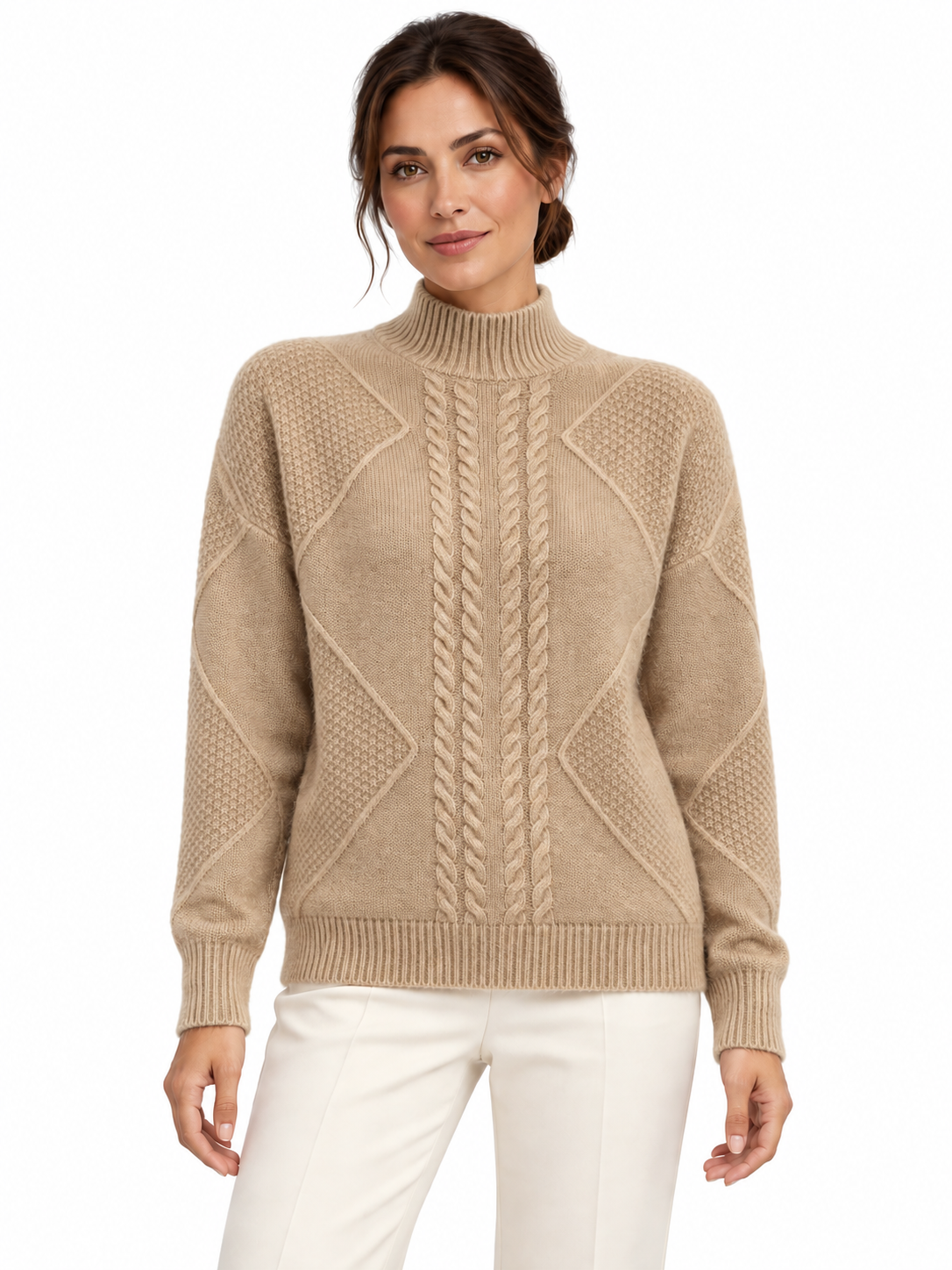 Pull en laine à motifs et col montant — Margot