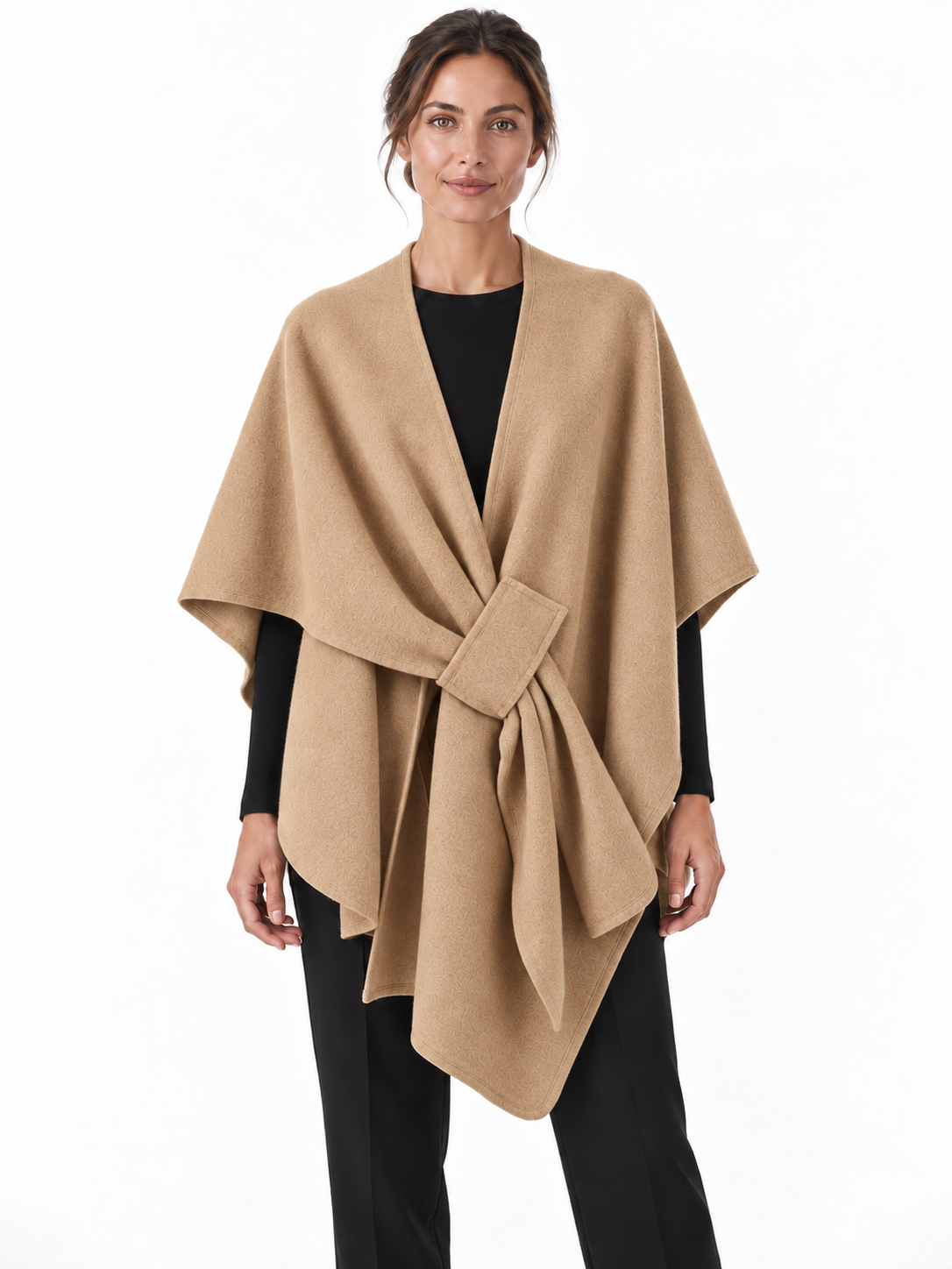 Poncho-châle en coton à passant — Agathe