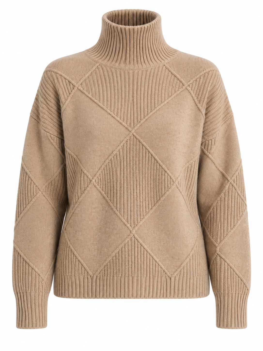 Maglione in lana a rombi con collo alto — Camille