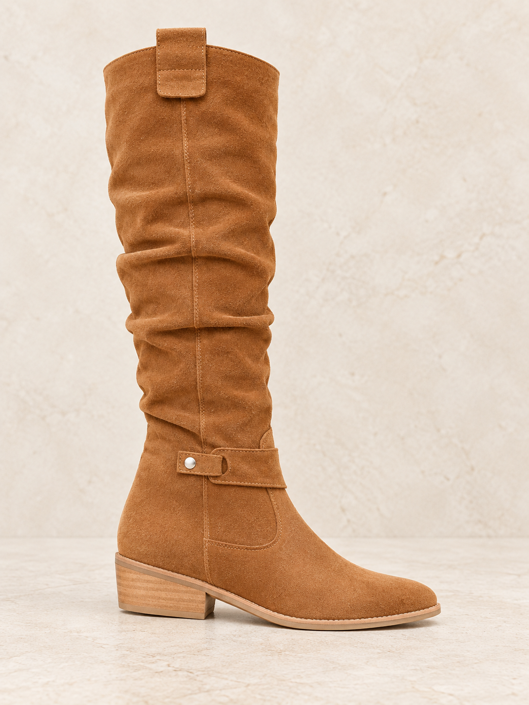 Bottes en suède à tige plissée — Émilie