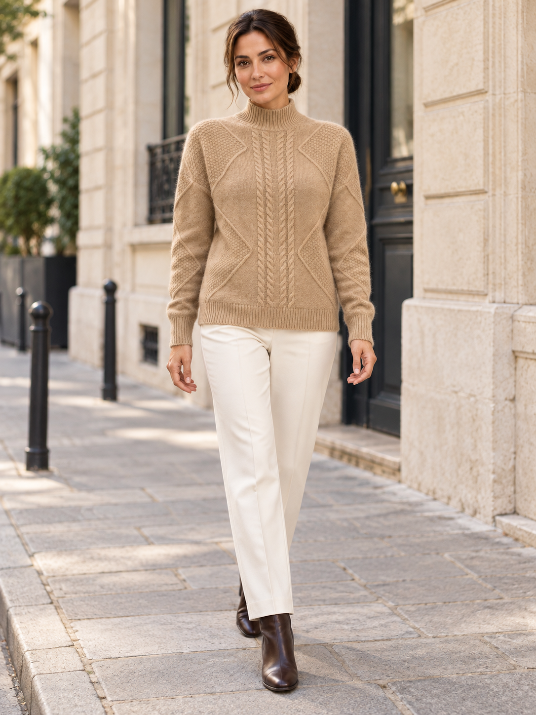 Pull en laine à motifs et col montant — Margot