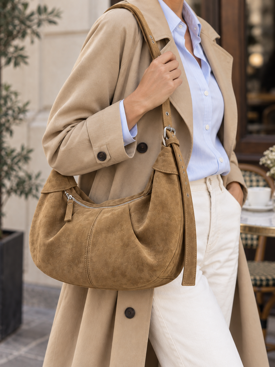 Sac porté épaule en daim — Suzanne