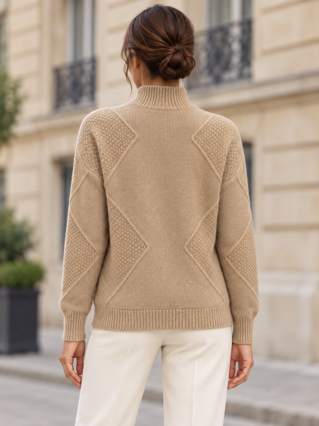 Pull en laine à motifs et col montant — Margot