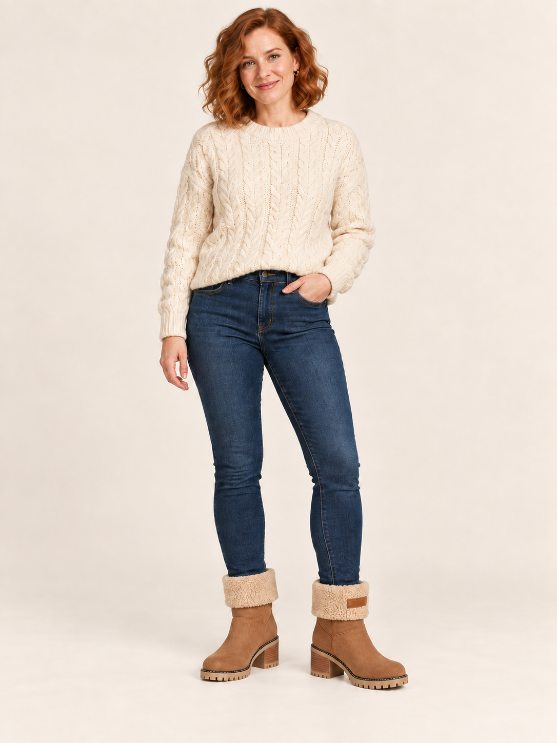 Stivaletti in finta pelle scamosciata con risvolto in sherpa — Florine