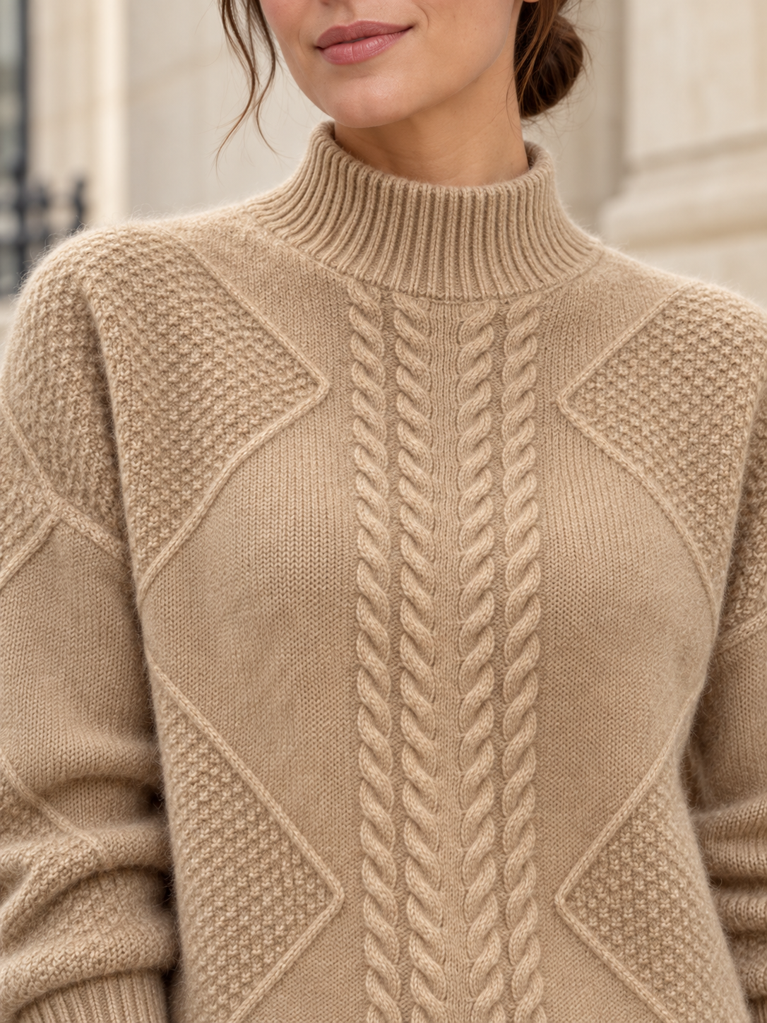 Pull en laine à motifs et col montant — Margot