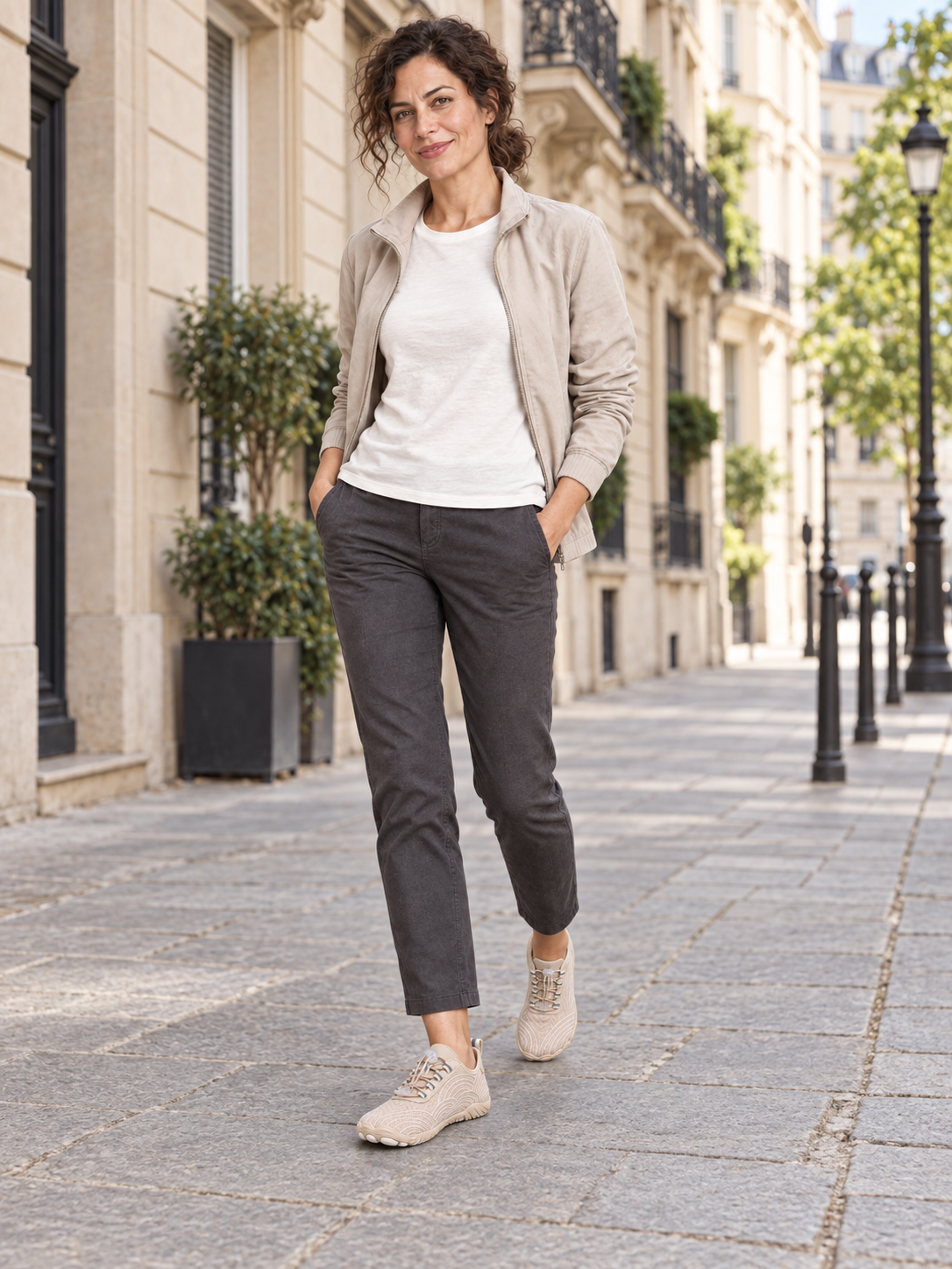 Céliane — Beige — silhouette portée à Paris