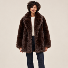 Léontine — Faux fur coat with large collar
