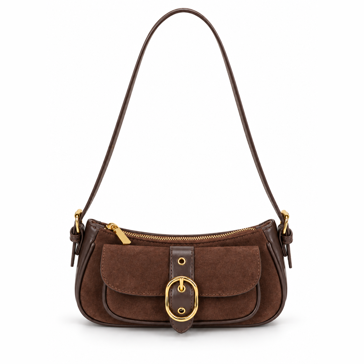 Sac baguette en suédine à boucle dorée — Léonie