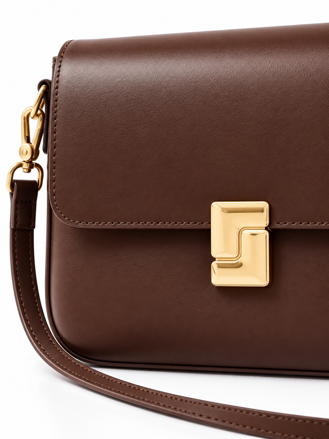 Borsa a tracolla in pelle con chiusura dorata — Camille