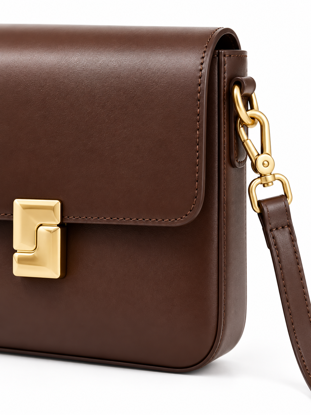 Borsa a tracolla in pelle con chiusura dorata — Camille