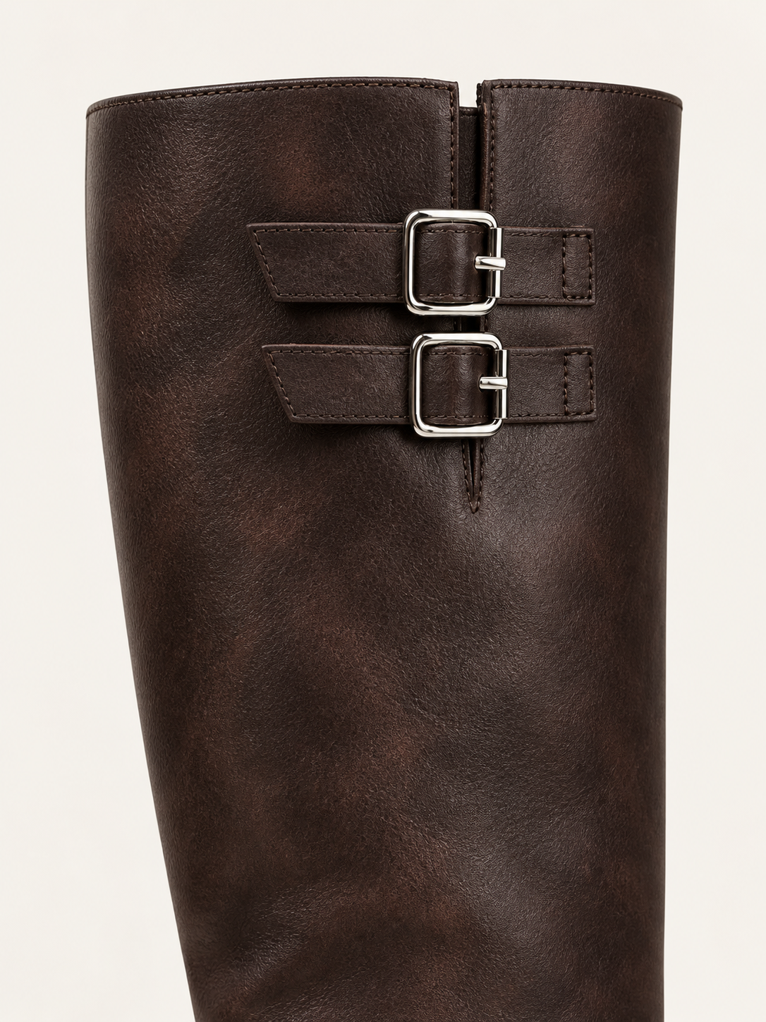 Stivali biker in pelle con cinturini e anello — Roxane