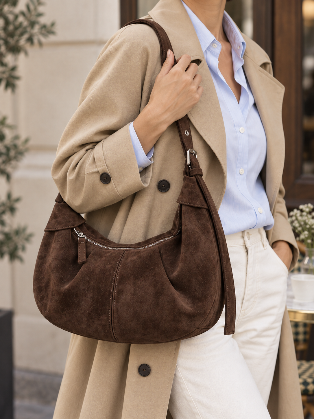 Sac porté épaule en daim — Suzanne