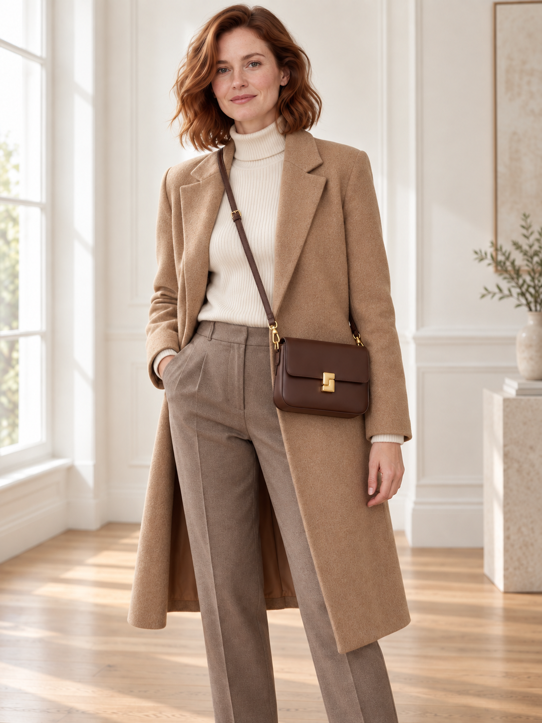 Borsa a tracolla in pelle con chiusura dorata — Camille