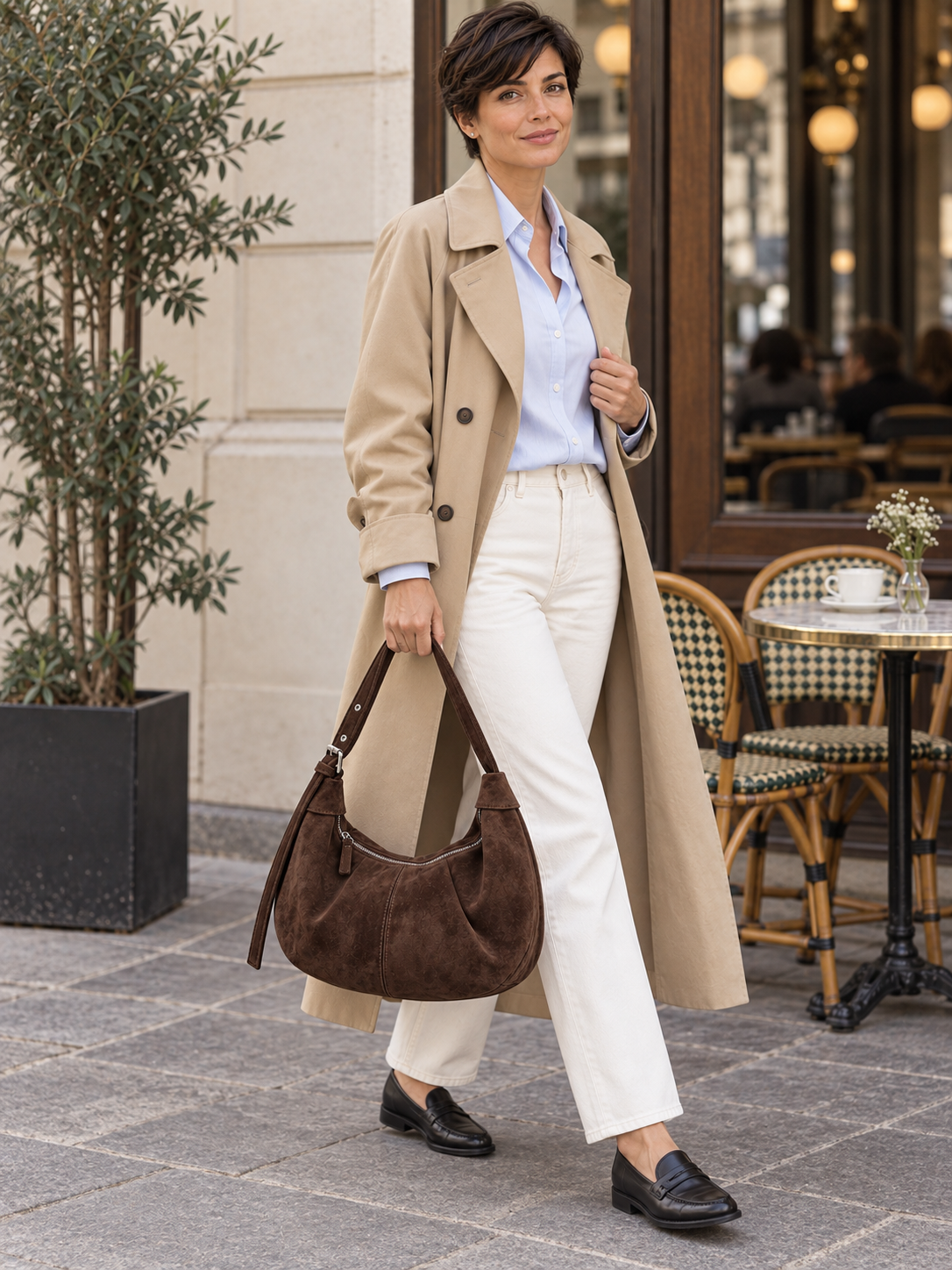Sac porté épaule en daim — Suzanne
